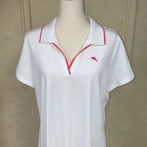Tommy Bahama Island Zone Tropicool White-Pink Tipped Polo Dress/Cover-up Large